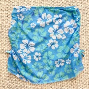 Y2K Sheer Floral Hawaiian Swimsuit Coverup / Tropical Sheer Ruched Skirt 🌺🩵